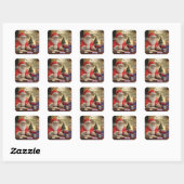 Kerstman kerstcadeau verpakkingsstickers. vierkante sticker (Vel)