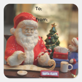 Kerstman kerstcadeau verpakkingsstickers. vierkante sticker