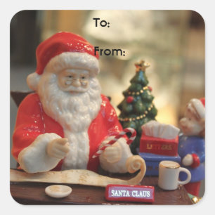 Kerstman kerstcadeau verpakkingsstickers. vierkante sticker