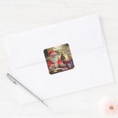 Kerstman kerstcadeau verpakkingsstickers. vierkante sticker (Envelop)
