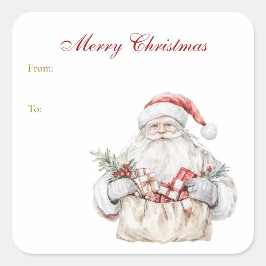 Kerstman Kerstcadeaus Gift tag sticker (Voorkant)