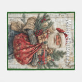 Kerstman Kerstcadeaus Rode Zak Dennentak Fleece Deken (Voorkant (Horizontaal))