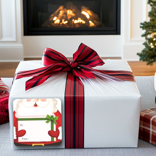 Kerstman, Kerstcadeaustaatje Vierkante Sticker