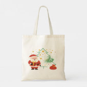 Kerstman kerstcadeautas vrolijk en fel tote bag (Achterkant)