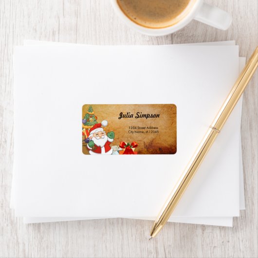 Kerstman, kerstcadeautjes etiket (Insitu)