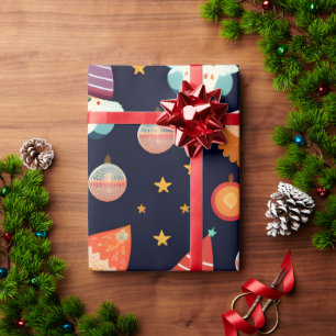 Kerstman Kerstdecoraties Retro Patroon Cadeaupapier