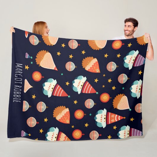 Kerstman Kerstdecoraties Retro Patroon Fleece Deken (In situ)