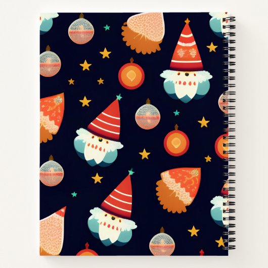 Kerstman Kerstdecoraties Retro Patroon Notitieboek (Achterkant)
