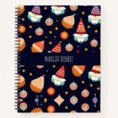 Kerstman Kerstdecoraties Retro Patroon Notitieboek (Voorkant)