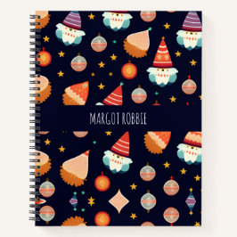 Kerstman Kerstdecoraties Retro Patroon Notitieboek