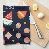 Kerstman Kerstdecoraties Retro Patroon Theedoek (Quarter Fold)