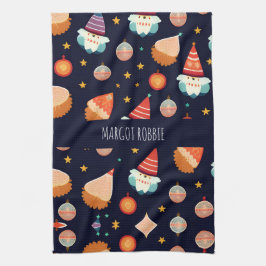 Kerstman Kerstdecoraties Retro Patroon Theedoek