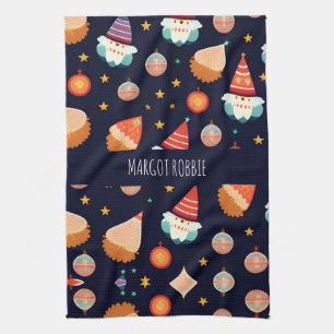 Kerstman Kerstdecoraties Retro Patroon Theedoek