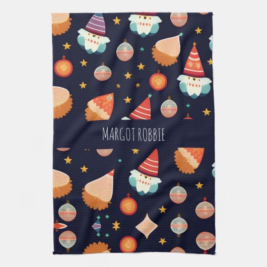 Kerstman Kerstdecoraties Retro Patroon Theedoek (Verticaal)