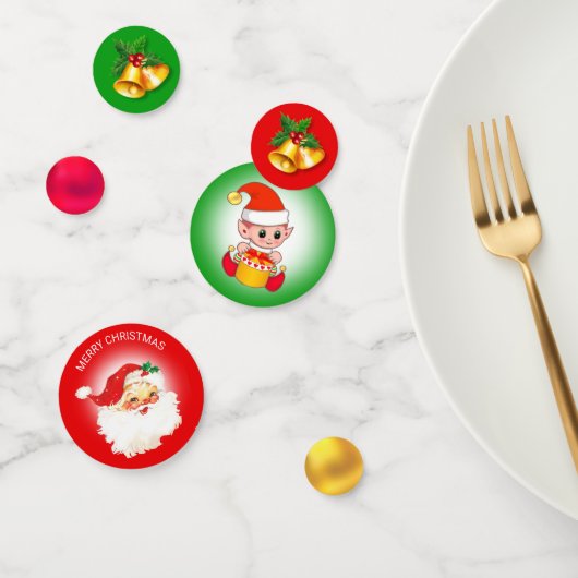 Kerstman, kerstelf & Bellen Confetti (Groep)