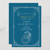 Kerstman Kerstfeest, Blauw & Wit Kaart (Voorkant / Achterkant)