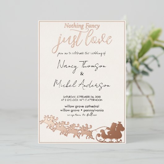 Kerstman Kerstfeest Folie Uitnodiging (Staand Voorkant)