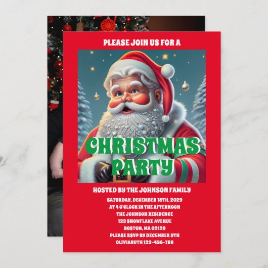 Kerstman Kerstfeest foto Kaart (Voorkant / Achterkant)