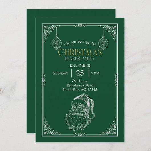  Kerstman Kerstfeest, Groen & Wit Kaart (Voorkant / Achterkant)