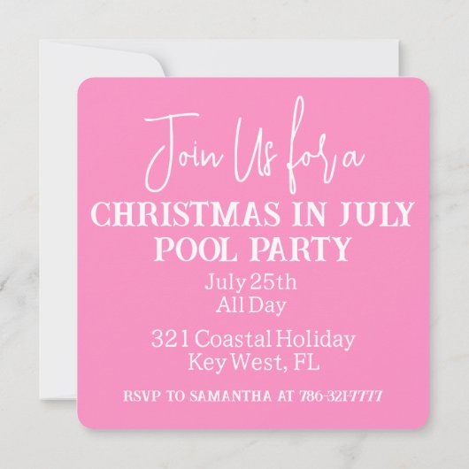 Kerstman kerstfeest in juli zomer zwembadfeestje (Achterkant)