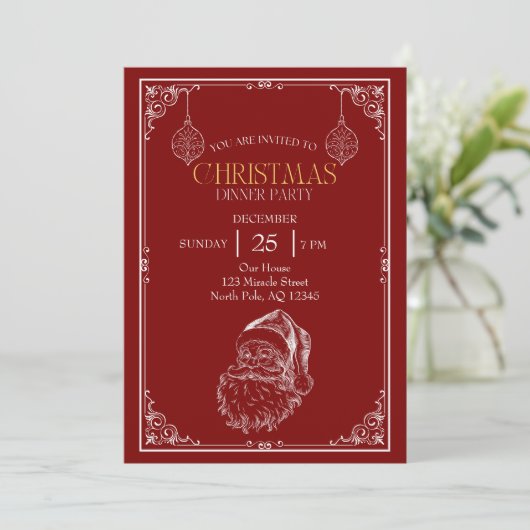  Kerstman Kerstfeest, Rood & Wit Kaart (Staand voorkant)