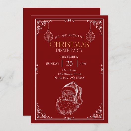  Kerstman Kerstfeest, Rood & Wit Kaart (Voorkant / Achterkant)