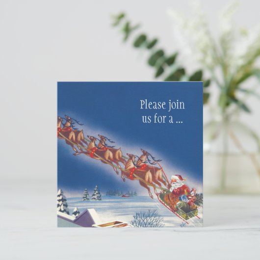  kerstman, kerstfeest uitnodiging (Staand voorkant)