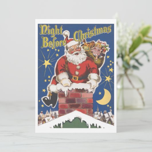 kerstman, kerstfeest uitnodiging (Staand voorkant)