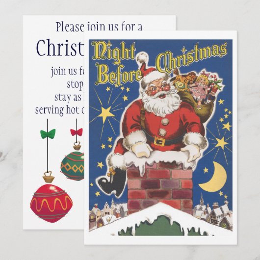 kerstman, kerstfeest uitnodiging (Voorkant / Achterkant)