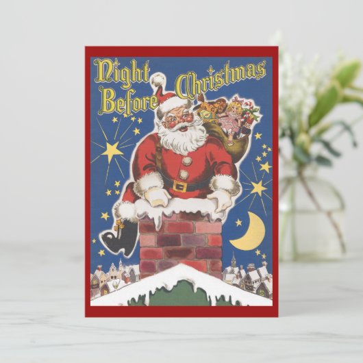  kerstman, kerstfeest uitnodiging (Staand voorkant)