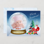 Kerstman Kerstfoto Sneeuw Wereldbol Post Kaart (Voorkant / Achterkant)