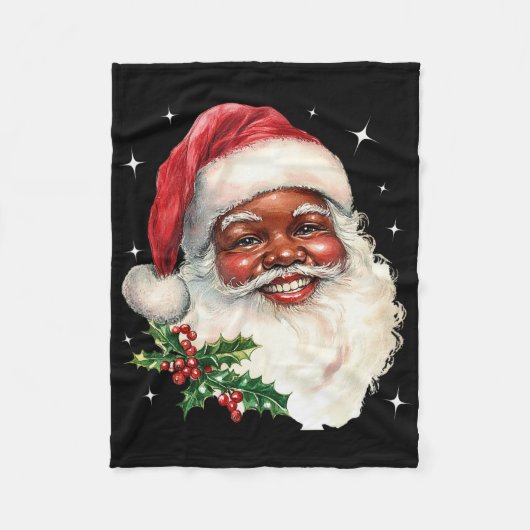 Kerstman Kerstgezicht Oude Kerstman Vintage Fleece Deken (Voorkant)