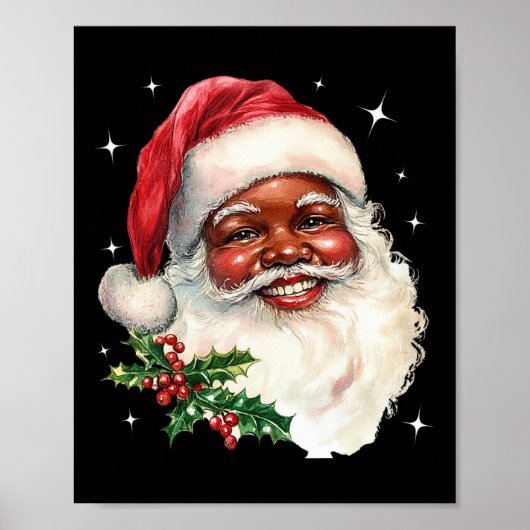 Kerstman Kerstgezicht Oude Kerstman Vintage Poster (Voorkant)