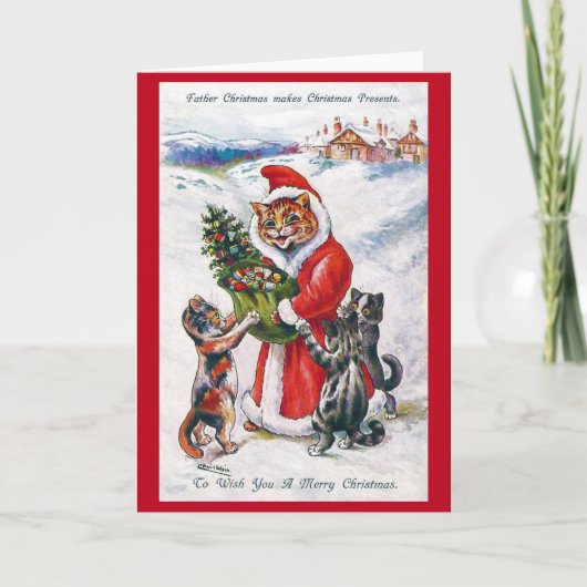 Kerstman Kerstkat, Louis Wain Kaart (Voorkant)