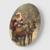 Kerstman Kerstkat Vintage Retro Winter Rendier Grote Klok (Hoek)