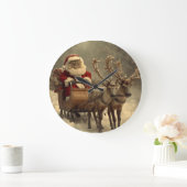 Kerstman Kerstkat Vintage Retro Winter Rendier Grote Klok (Huis)
