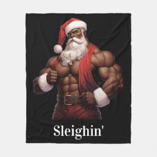 Kerstman Kerstklaas Workout Spieren Gym Fleece Deken