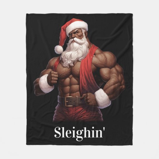 Kerstman Kerstklaas Workout Spieren Gym Fleece Deken (Voorkant)
