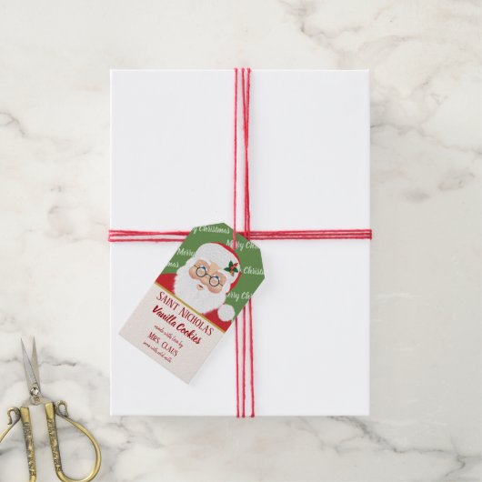 Kerstman Kerstkoekje vakantie cadeau Cadeaulabel (Met Touw)