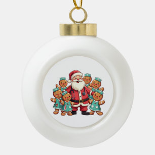 Kerstman Kerstkrans Kerstbrood Verpleegsters  Keramische Bal Ornament
