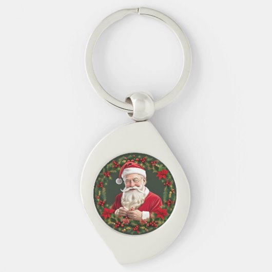 Kerstman Kerstkrans Licht ❄️ Feestdagen Sleutelhanger (Voorkant)