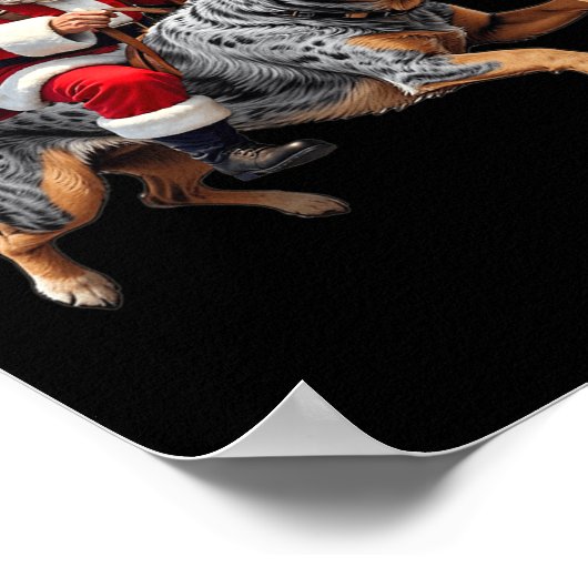 Kerstman Kerstman Australisch Rundvee Hond Kerstmi Poster (Hoek)