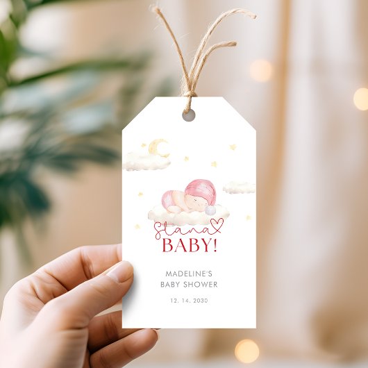 Kerstman Kerstman Baby Meisje Douche Cadeaulabel