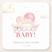 Kerstman Kerstman Baby Meisje Douche Kartonnen Onderzetters (Voorkant)