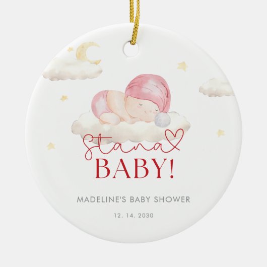 Kerstman Kerstman Baby Meisje Douche Keramisch Ornament (Voorkant)