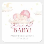 Kerstman Kerstman Baby Meisje Douche Vierkante Sticker (Voorkant)