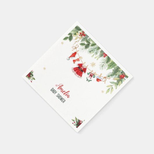 Kerstman Kerstman Baby Meisje Kleding Baby shower Servet (Hoek)