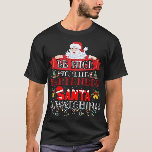 Kerstman Kerstman Barman Cadeau T-shirt (Voorkant)