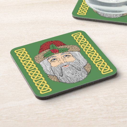 Kerstman/kerstman Bier Onderzetter (Linkerzijde)