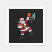 Kerstman Kerstman die een basketbal dompelt Kerstm Servet (Voorkant)